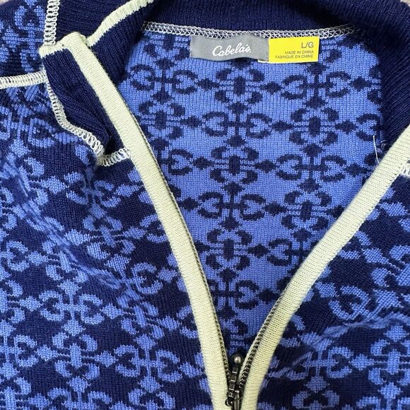 Women Merino Wool Fair Isle Sweater L Preppy Cabincore Lightweight Knit Sporty - Picture 5 of 10